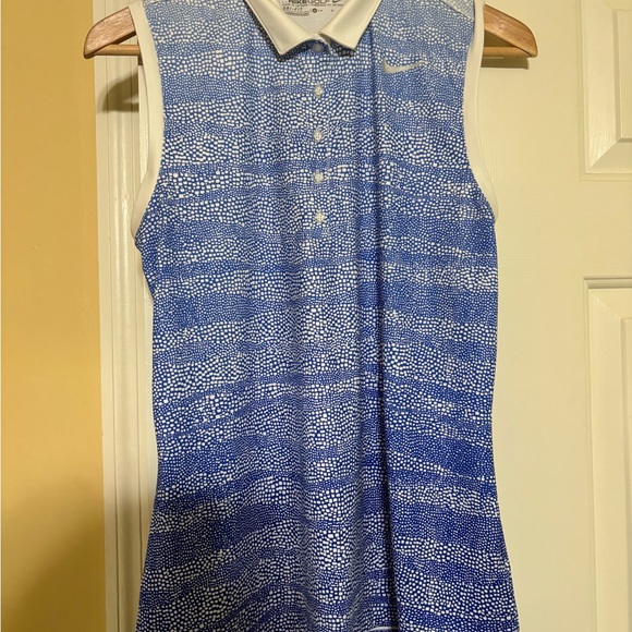 Nike GOLF Dri-Fit Women’s Sleeveless Top Shirt Blue/White Swoosh Size Medium - Picture 2 of 13